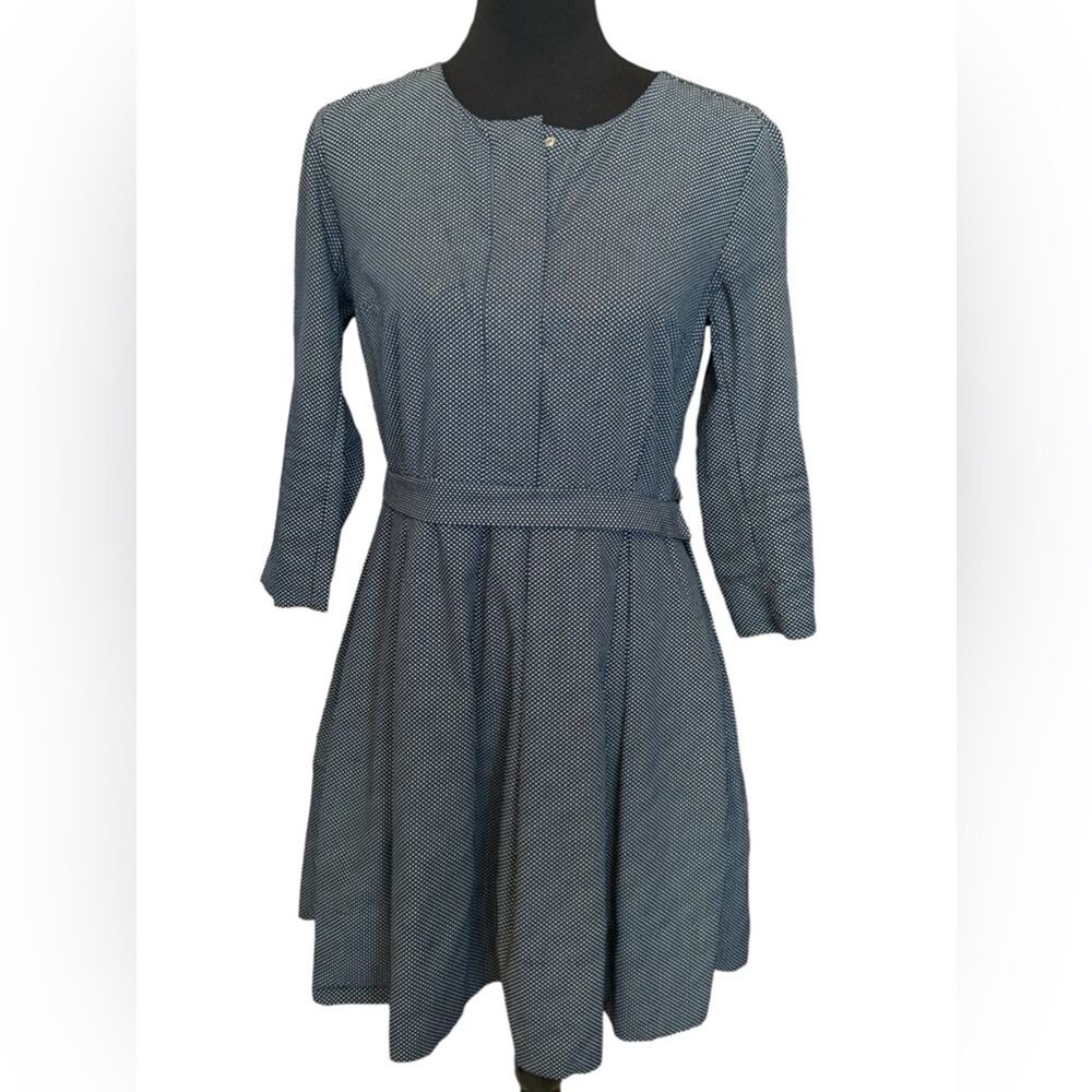 New ~ GAP LUX ~ Navy Polka Dot Box Pleat Dress Size 4 Fall Fashion